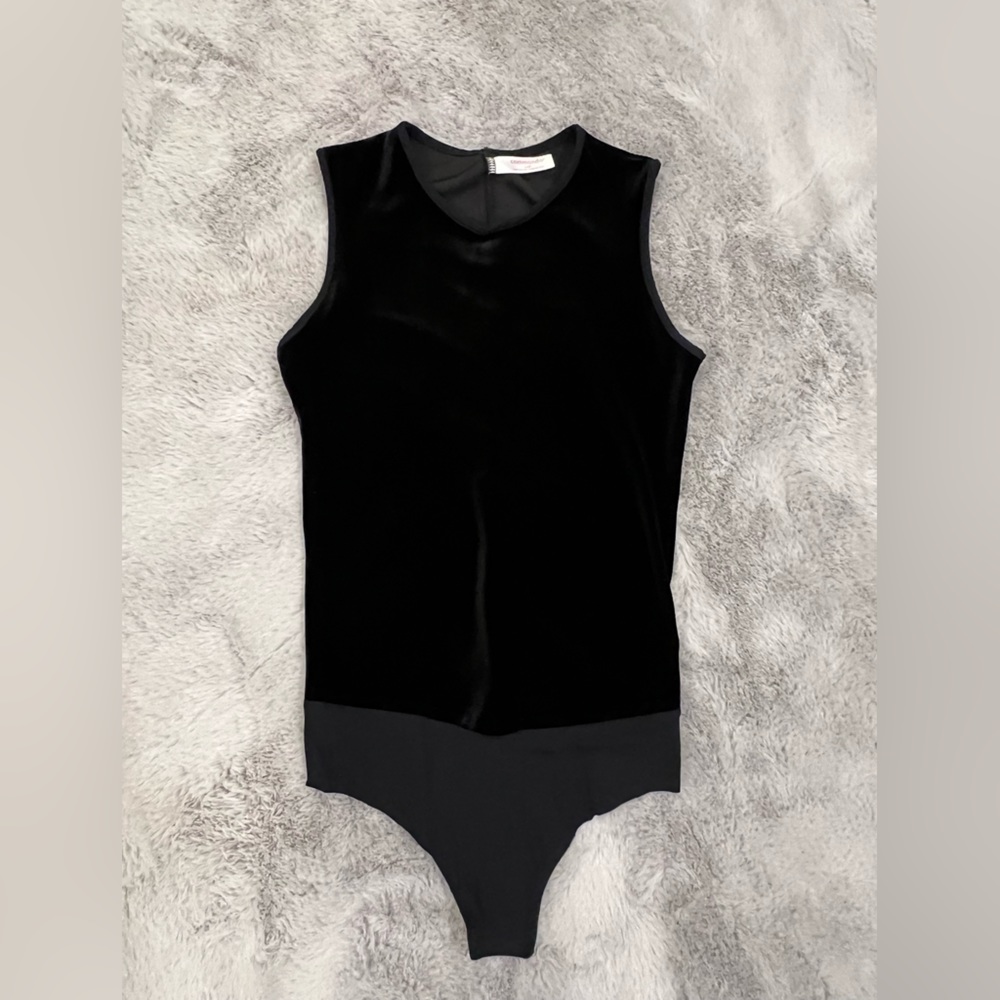 COMMANDO Black Velvet Bodysuit Small